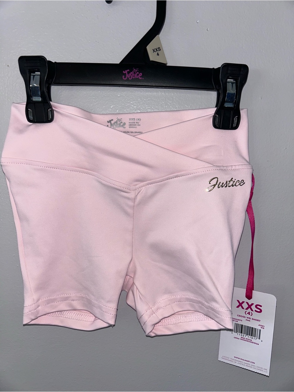 Justice Light Pink V-Waist Bike Shorts
